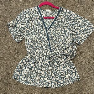 Blue flowered blouse